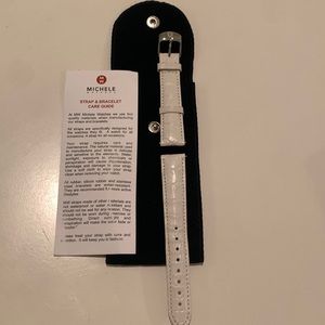 16mm White Embossed Alligator Leather Strap for Michele Watch